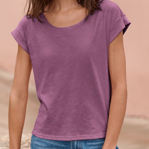 Garnet Hill Weekender Cropped Boxy Striped Short Sleeve T Shirt XS - Picture 3 of 14